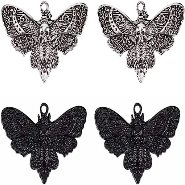 Skull Moth Charm Halloween Skeletthuvud