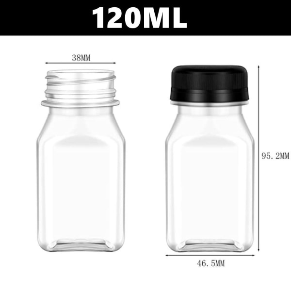 4 stk Juiceflasker Klare drikkebeholdere 120ML SVART LOKK 120ML Black Lid