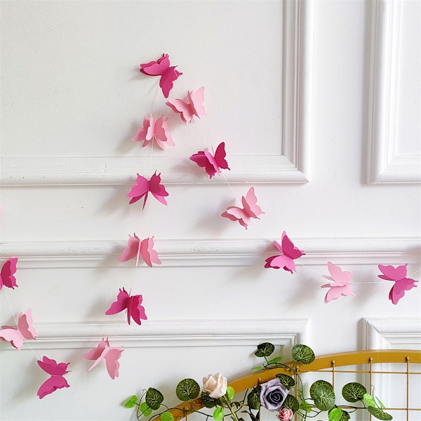 5kpl Butterfly Garland Riippuva lippu lippu PUNAINEN Red