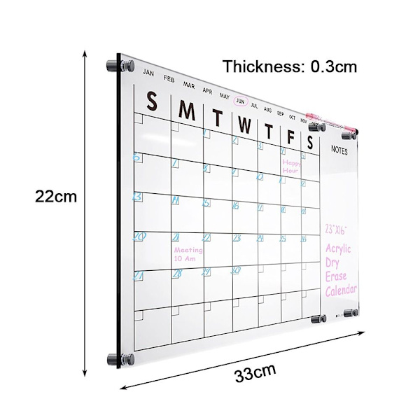 Akryl Kalender Magnetisk Akryl Board Dry Wipe Board
