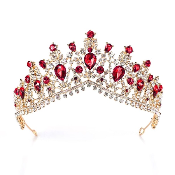 Crystal Water Drop Crowns tekojalokivi Tiara Crown RED Red