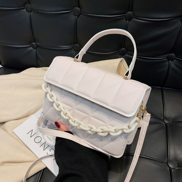 Rutig axelväska Crossbody-väskor VIT white
