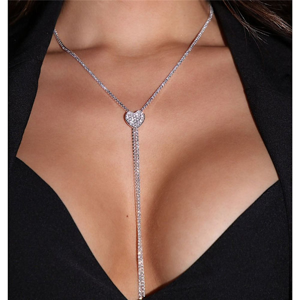 Täysi tekojalokivi ketju Choker Diamond Statement kaulakoru SILVER Silver Style 2-Style 2