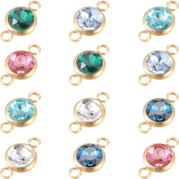 Cubic Zirconia Charms Charms Flat Round Flat Round Glass Links