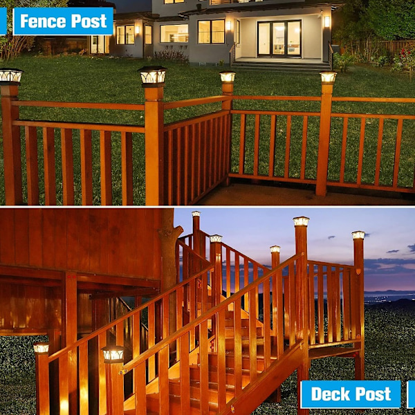 Solar Column Head Lamp Vägg Head Lamp VIT LJUS VIT LJUS white light