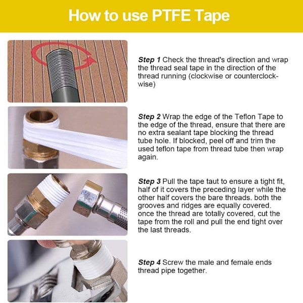 10-Pack PTFE Pipe Slealant Seal Tape Gevindtape