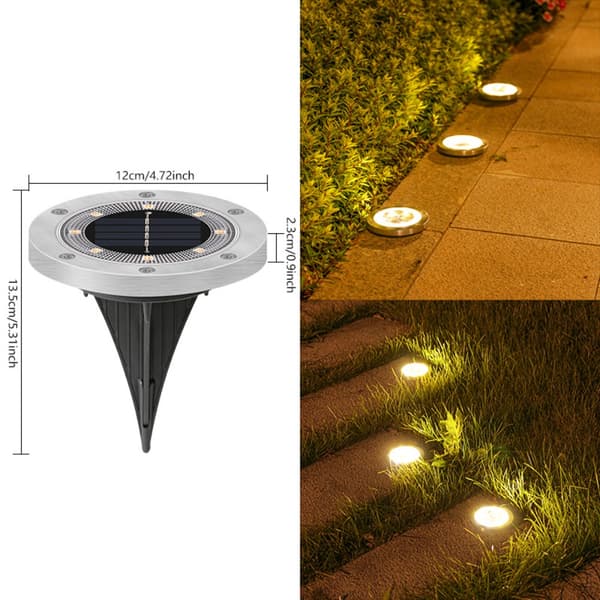 8LED Night Buried Light Solar Ground Light WARM LIGHT LÄMPIMÄ VALO Warm light