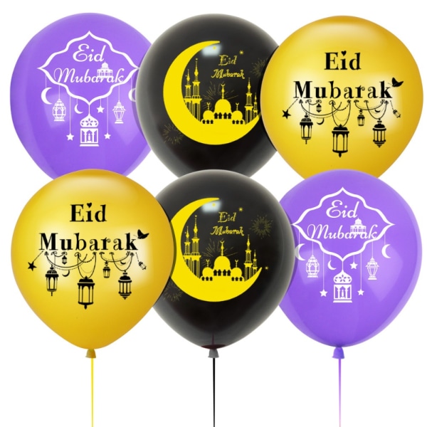 12 Tommers EID MUBARAK Ballonger Latex Ballong SVART Black