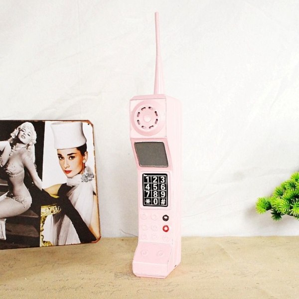 Mobil Murstein Telefon Modell Murstein Mobiltelefon Dekorasjon Håndverk ROSA Pink