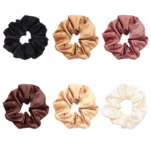 6st Satin Silk Hair Tie Elastic Scrunchies Hästsvanshållare