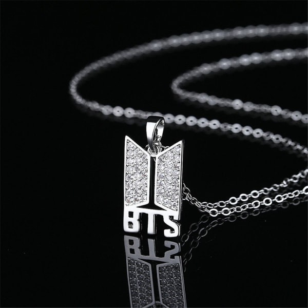 Hallyu Kpop 18k guldpläterad BTS hänge halsband silver