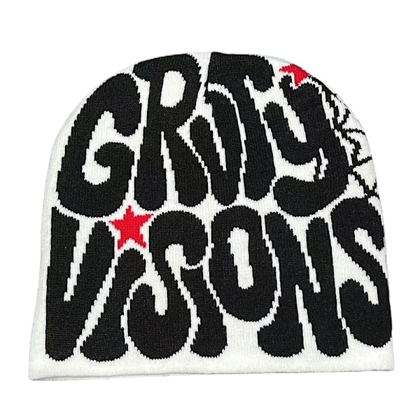 Knitting Cap Hat Pipo Bonnet VALKOINEN&MUSTA white&black