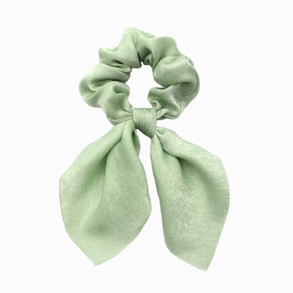 5 st Silk Scrunchie Bowknot Hårrep GRÖN green