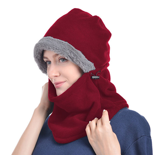 Warm Hat Hat Scarf RÖD red