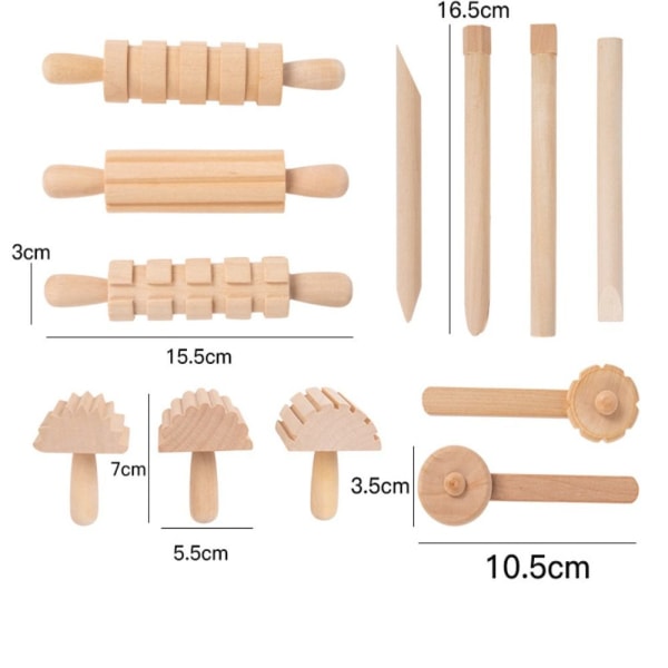 12 stk Wooden Clay Tool Set Clay Tools Dejværktøj