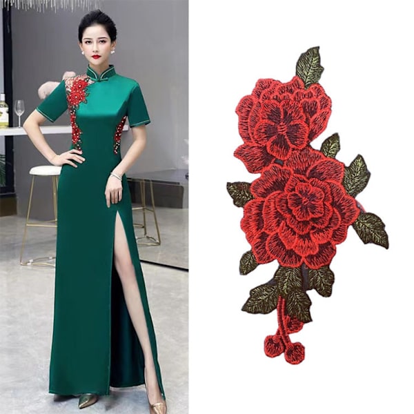 10 stykker Rose Broderede Patches Blomster Patches Tøj