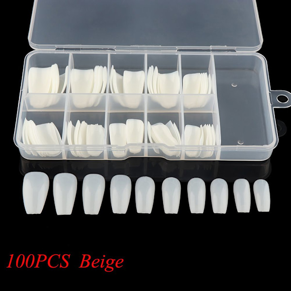 100/600st False Ballerina Nails Full Cover BEIGE 100PCS beige 100PCS