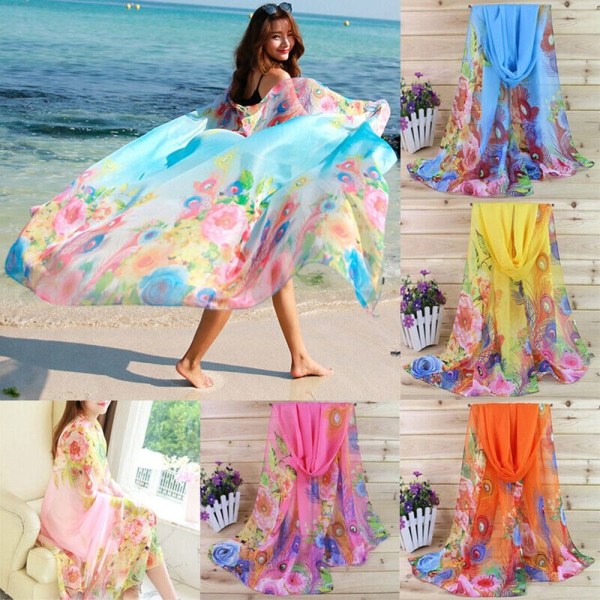 Beach Shawl Chiffon Skjerf for kvinner E E E
