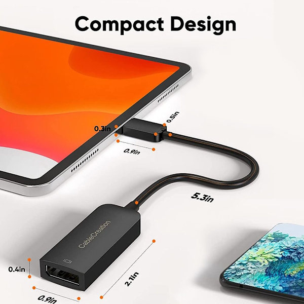 Adapter USB C til DP1.4 Kabelomformer