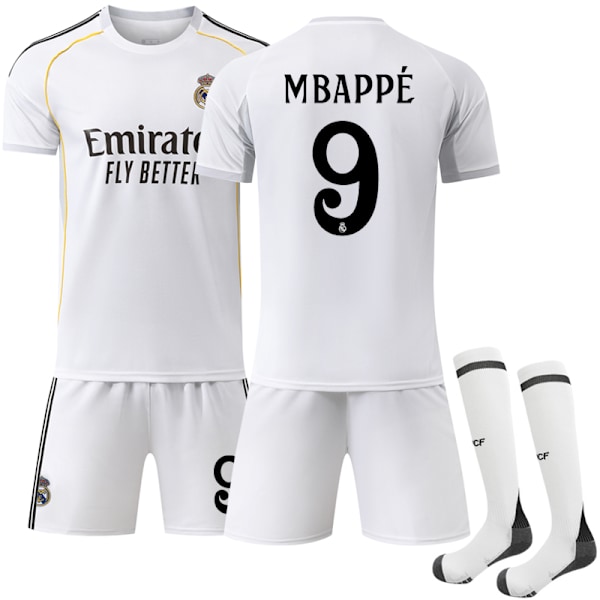 Real Madrid Hemmaströja Barn & Vuxen Fotbollströja 2025-2026 Nr 9 Mbappe Adult XXL