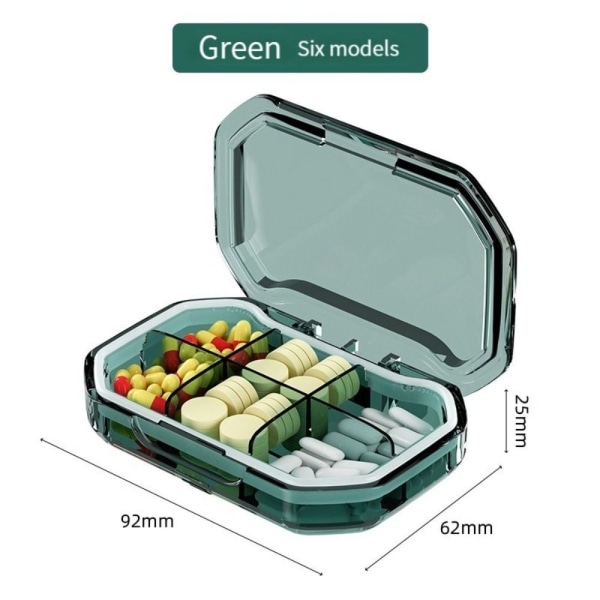 Pill Box Medicin Förvaringsbox GRÖN green