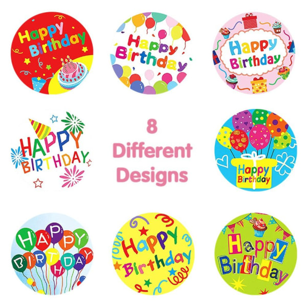 Tillykke med fødselsdagen Stickers Selvklæbende Sticker Roll