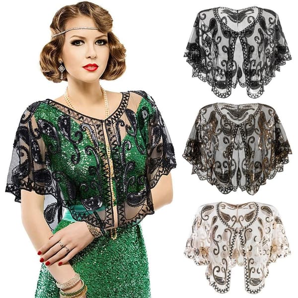 Dam Sjal Evening Prom Cape VIT&SILVER white&silver