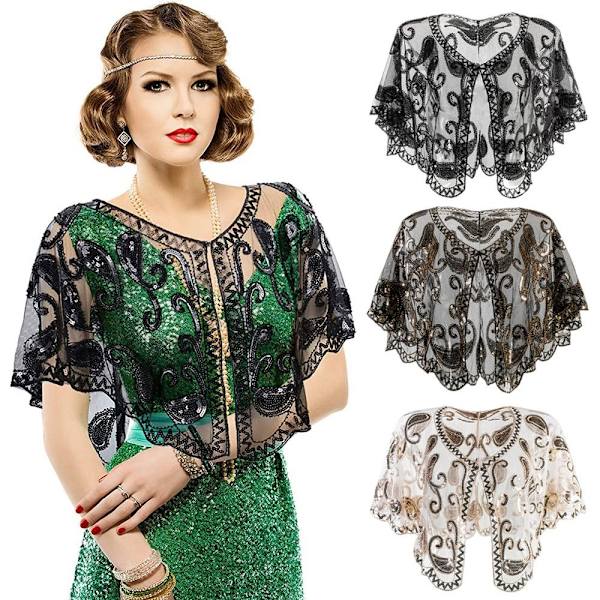 Kvinder Sjal Aften Prom Cape SORT black