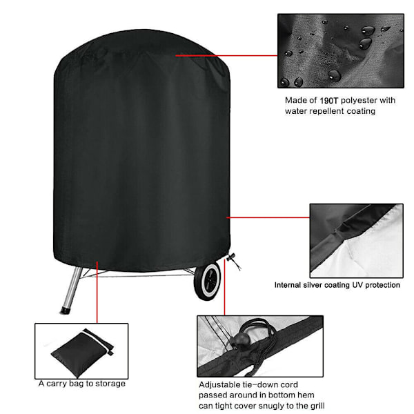 Grilldeksel for hagepatio, rund BBQ-grilldeksel, 70X96CM 70x96cm