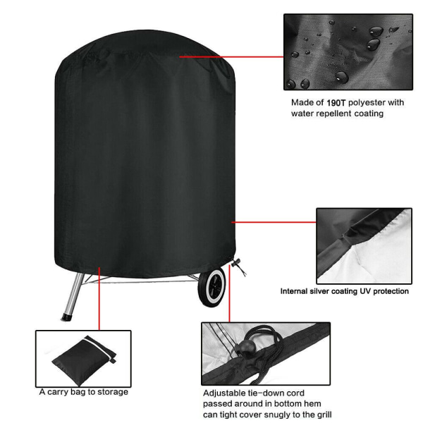 Trädgård Patio Grill Cover Utomhus Rund BBQ Grill Cover 120X75CM 120x75cm