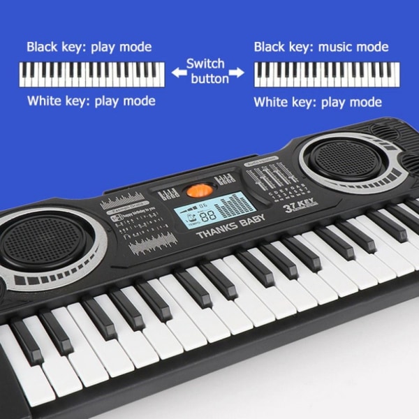 37 tangenter Baby Piano Barn Keyboard Elpiano black