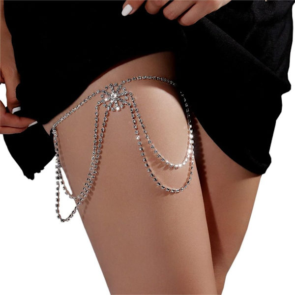 Crystal Thigh Chain Body Garter Chain Body smykker silver