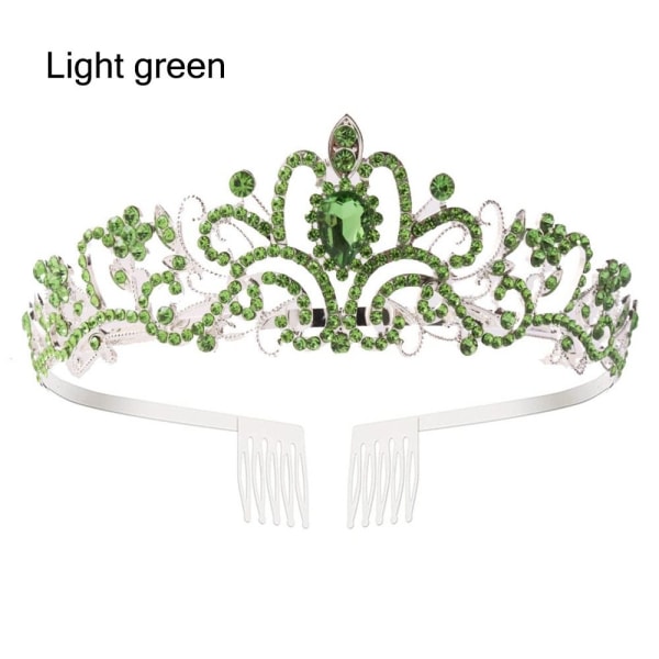 Hopeinen Tiara Crown Crystal -pääpanta VAALEENVIHREÄ VAALEENVIHREÄ Light green