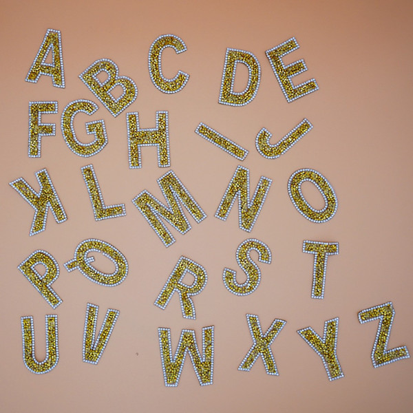 52 stykker Rhinestone Letter Stickers A-Z Letter Glitter Sticker