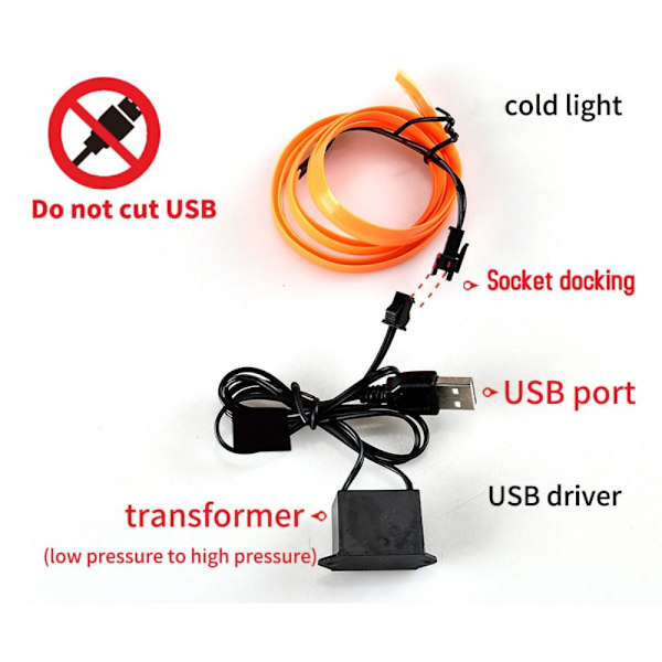 5M Car Atmosphere Lamp Cold Light Line BLÅ Blue