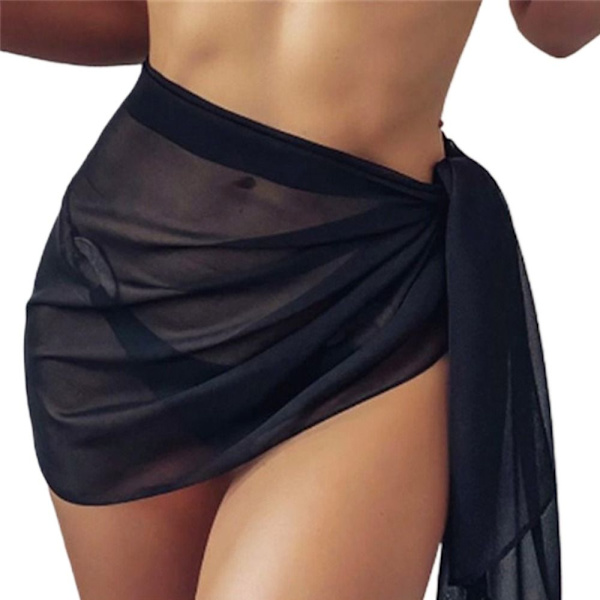 Bikini omslagna genomskinlig topp badkläder täckklänning 4 4 4