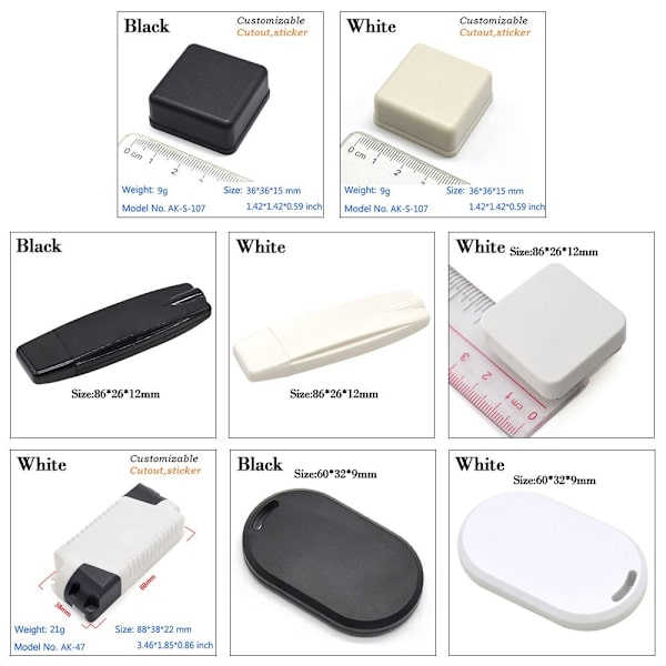 Elektronisk projektboks Vandtæt dæksel Projekt SORT 60X32X9MM Black 60x32x9mm