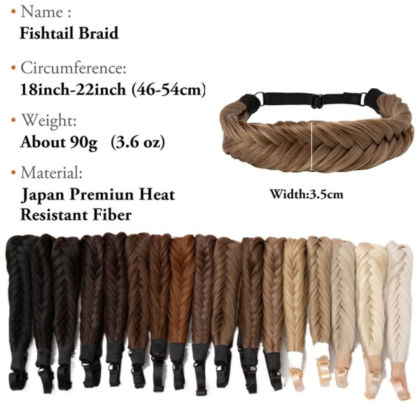 Syntetisk pandebånd Fishtail Braids Hair 30 30 30