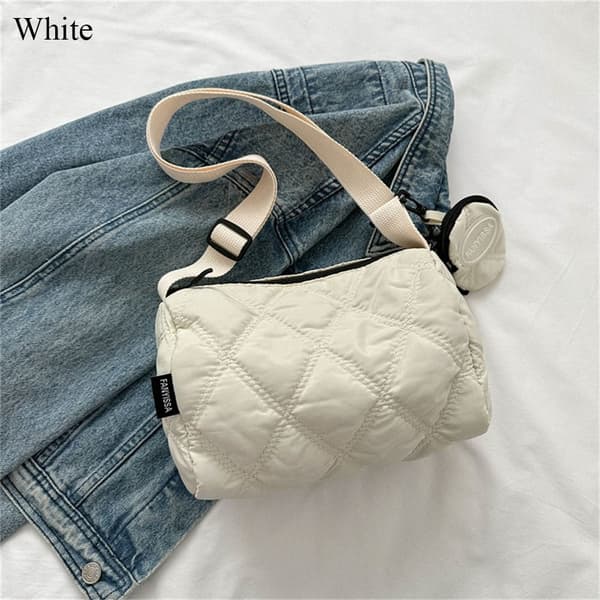 Quiltade axelväskor Messenger Bag VIT white