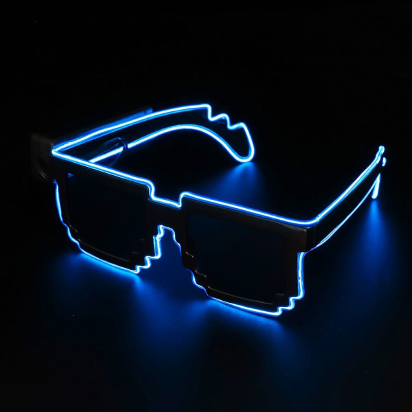 Mosaikk LED-briller LED-opplyste briller Glow in the Dark BLÅ Blue