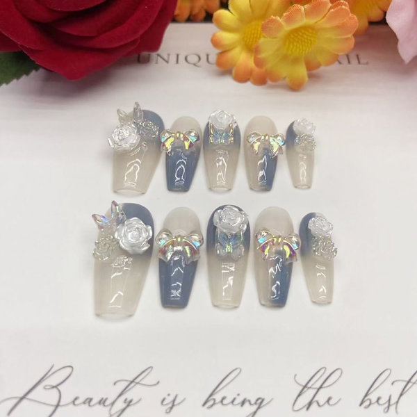 10 stk Pure Manual False Nail Aurora Håndlavede Negle M M
