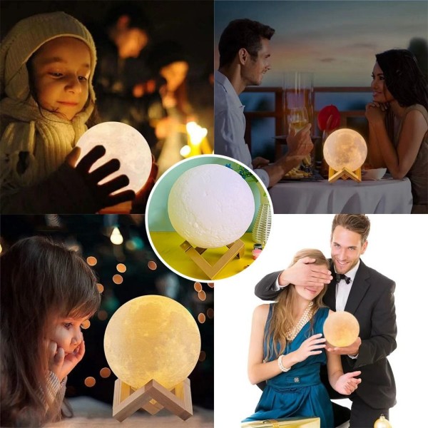 3D Månelampe LED Nattlys 8CM 8CM 8cm