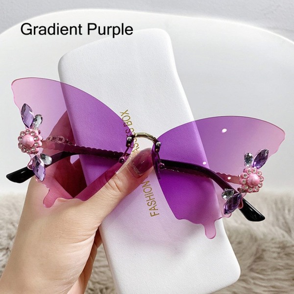 Crystal Butterfly Solglasögon Båglösa solglasögon GRADIENT Gradient Purple