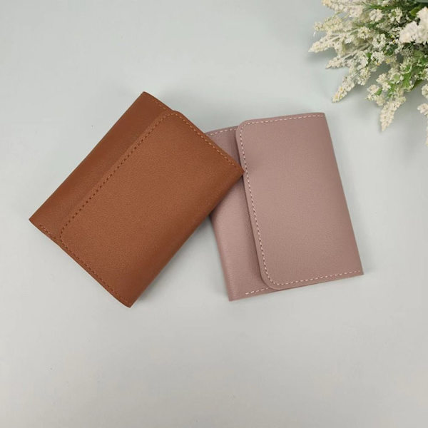 2 Stk Læder Pung Kortholder GRÅ grey