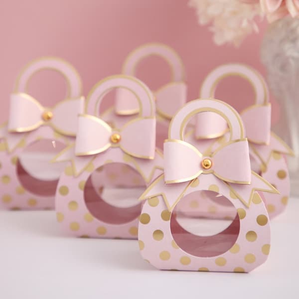 10 st Bröllopsgåva Ask Choklad Godisaskar ROSA Pink