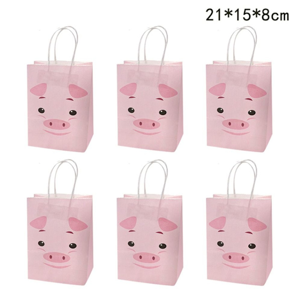 6 kpl Lahjapaperikassit Lahjapaketointi PIG PIG Pig