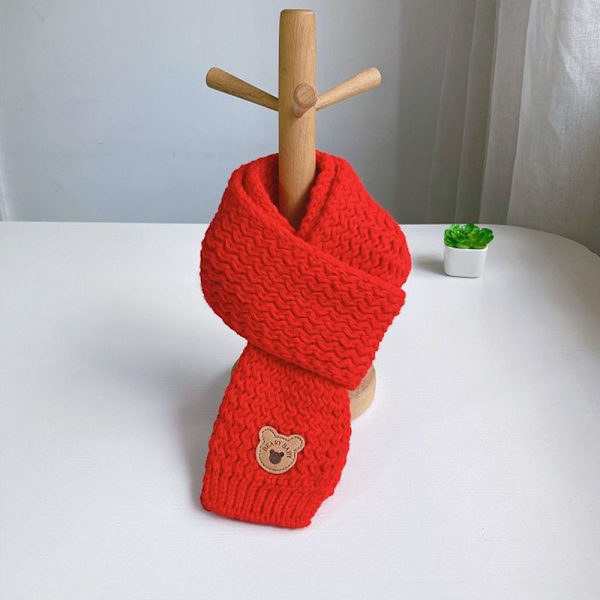 Barnscarf Stickad Sjal RÖD red