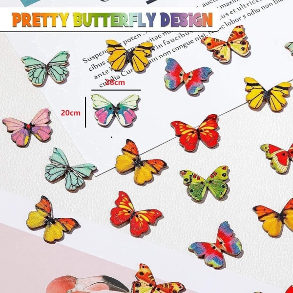 Butterfly träknapp Färgade knappar fjäril