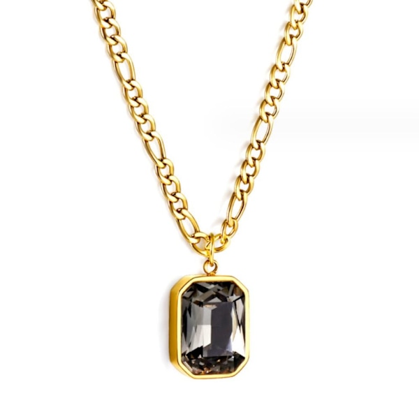 Krystal vedhæng halskæde Retro halskæde GULD&SORT gold&black