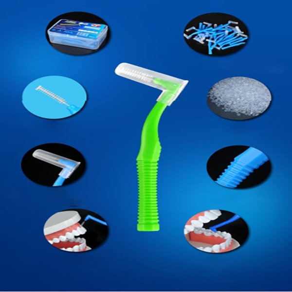 L-muotoinen hammasväliharja hammastikku SININEN 0,7 mm 0,7 mm blue 0.7mm-0.7mm